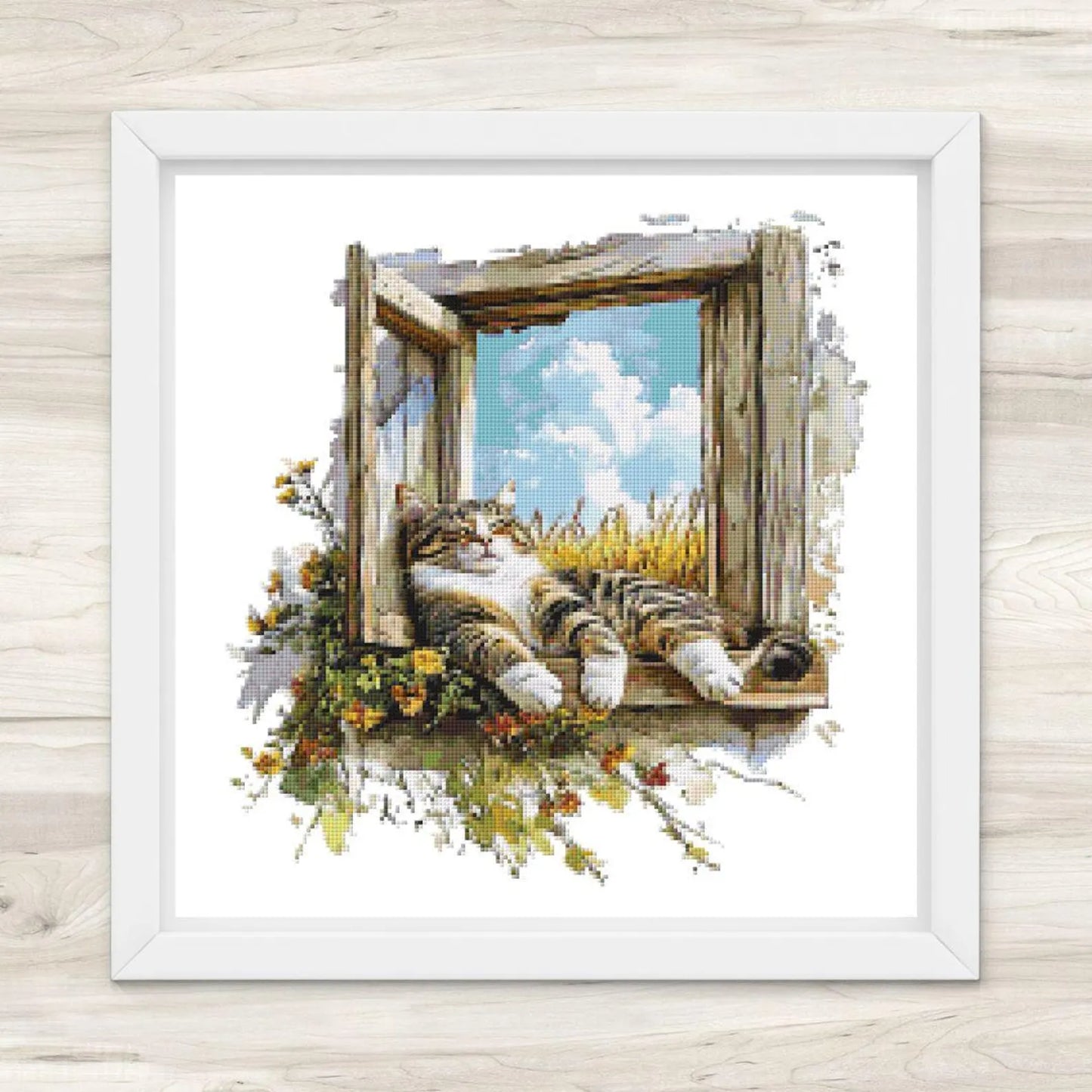 Cross Stitch Pattern: Farm Window Cat - PDF Instant Download