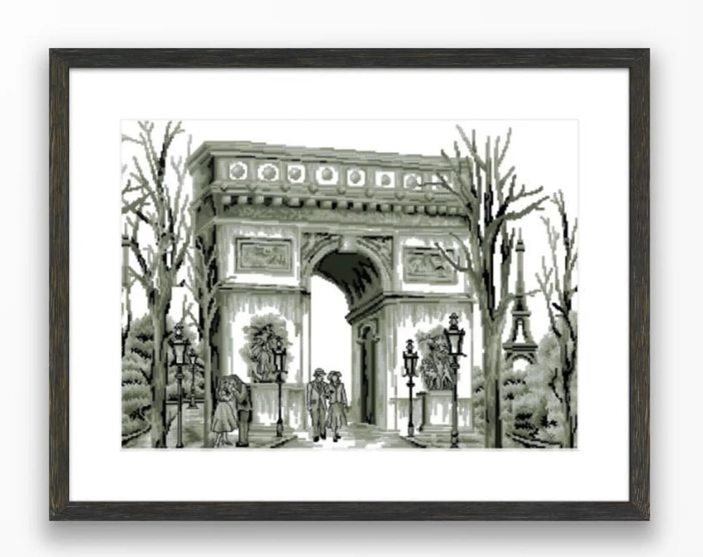 Paris counted cross stitch pdf pattern European city Digital cross stitch chart city cross stitch pattern cafe needlepoint chart