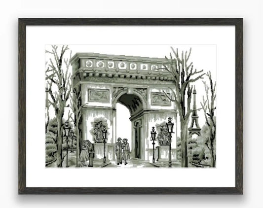Paris counted cross stitch pdf pattern European city Digital cross stitch chart city cross stitch pattern cafe needlepoint chart