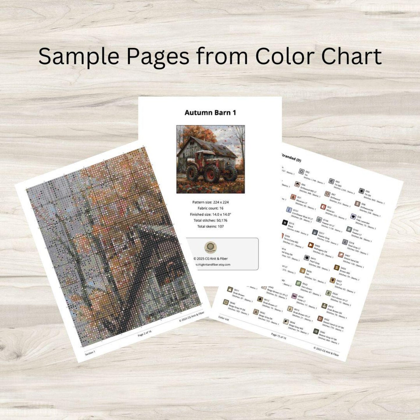 Cross Stitch Pattern: Autumn Barn and Tractor Motif 1 - PDF Instant Download