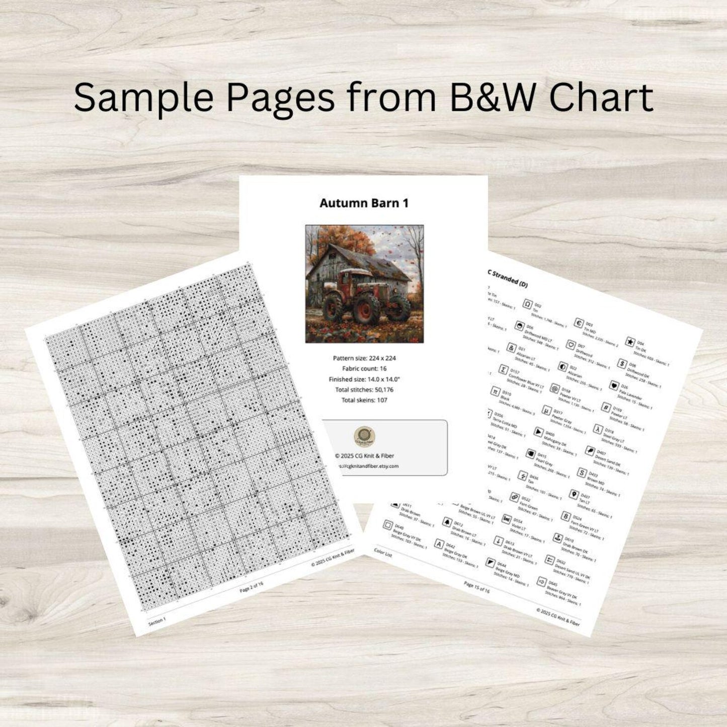 Cross Stitch Pattern: Autumn Barn and Tractor Motif 1 - PDF Instant Download