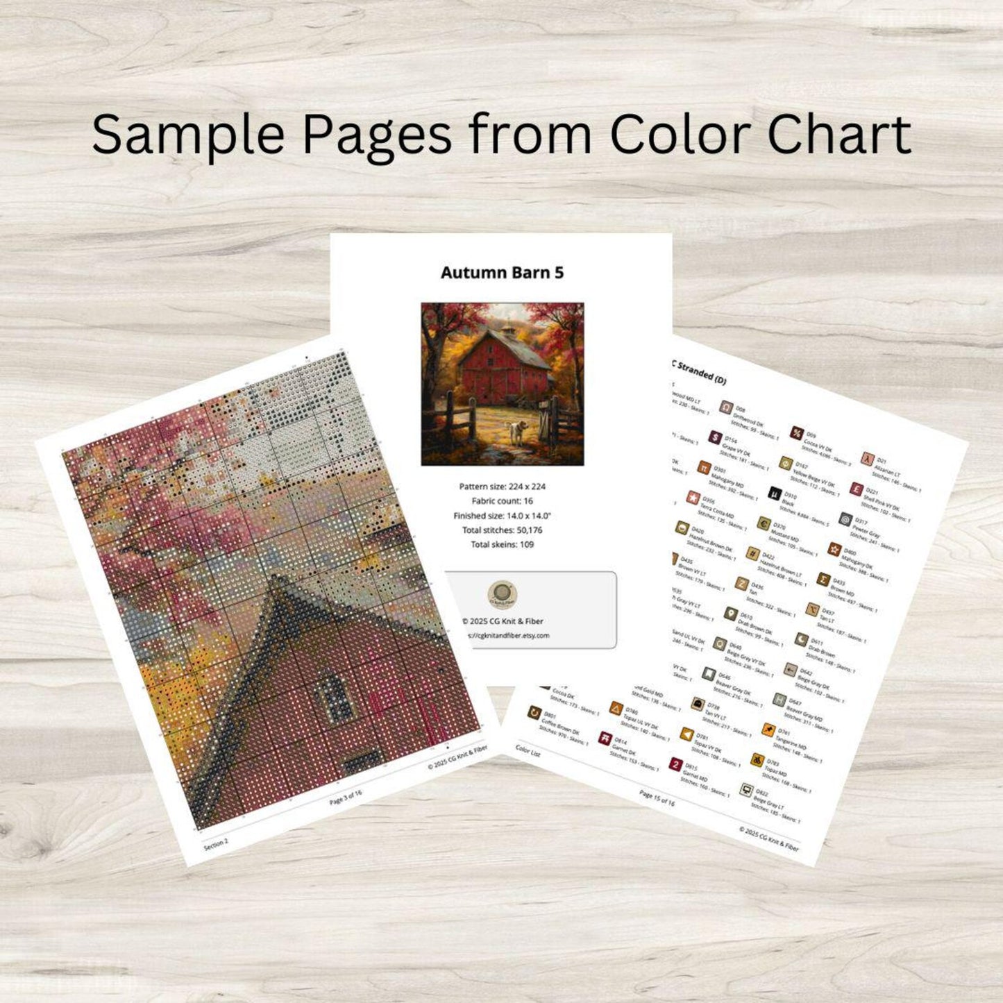 Cross Stitch Pattern: Autumn Red Barn Rural Americana Motif 5 - PDF Instant Download