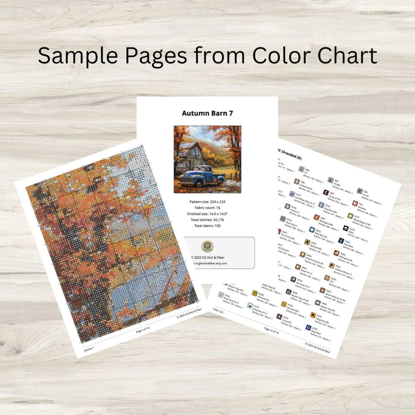 Cross Stitch Pattern: Autumn Barn and Truck Rural Americana Motif 7 - PDF Instant Download