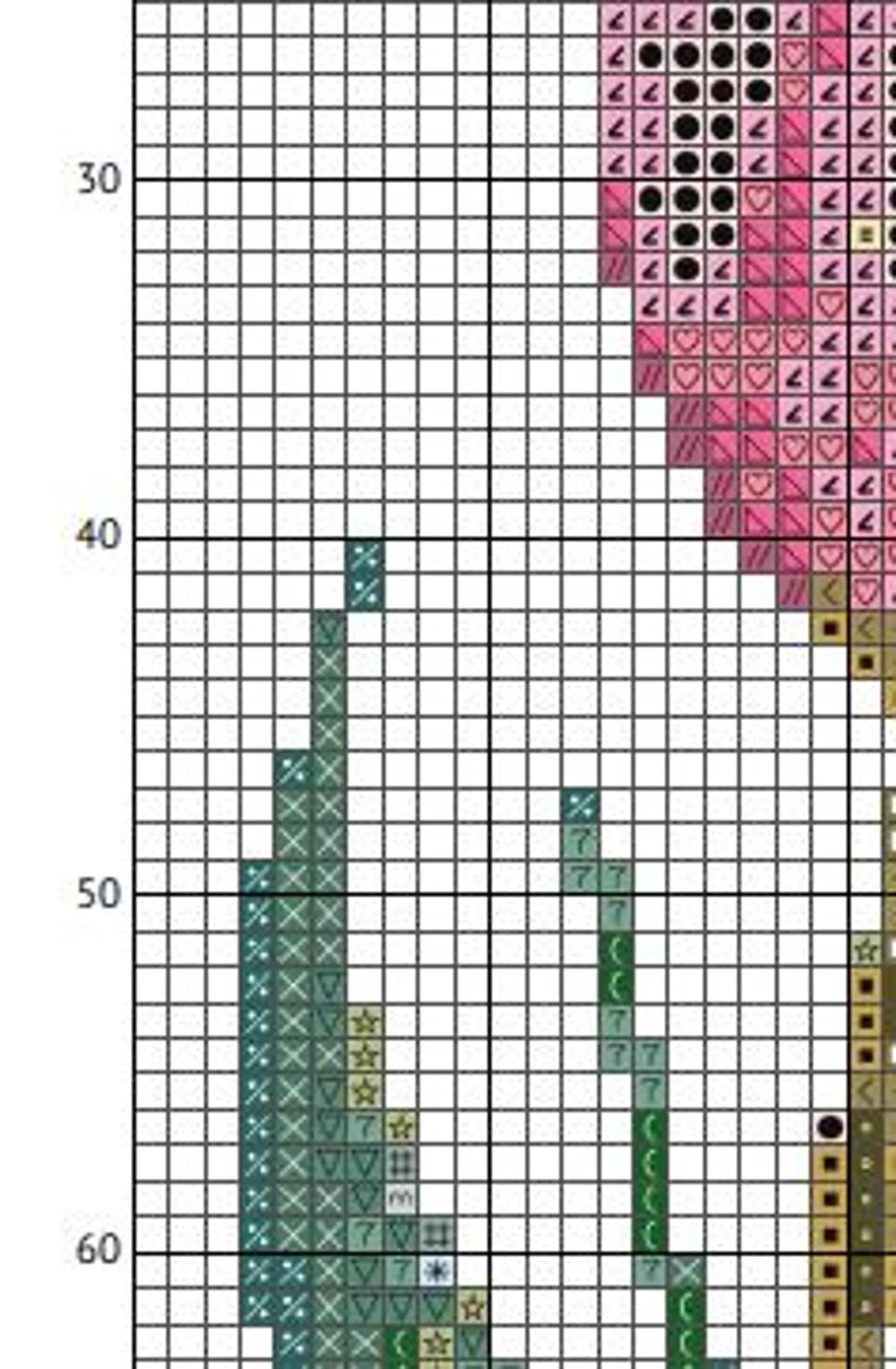 Tulip Flower Digital Cross Stitch Pattern | PDF | Hand Embroidery Pink Tulip Design | DIY Crafts