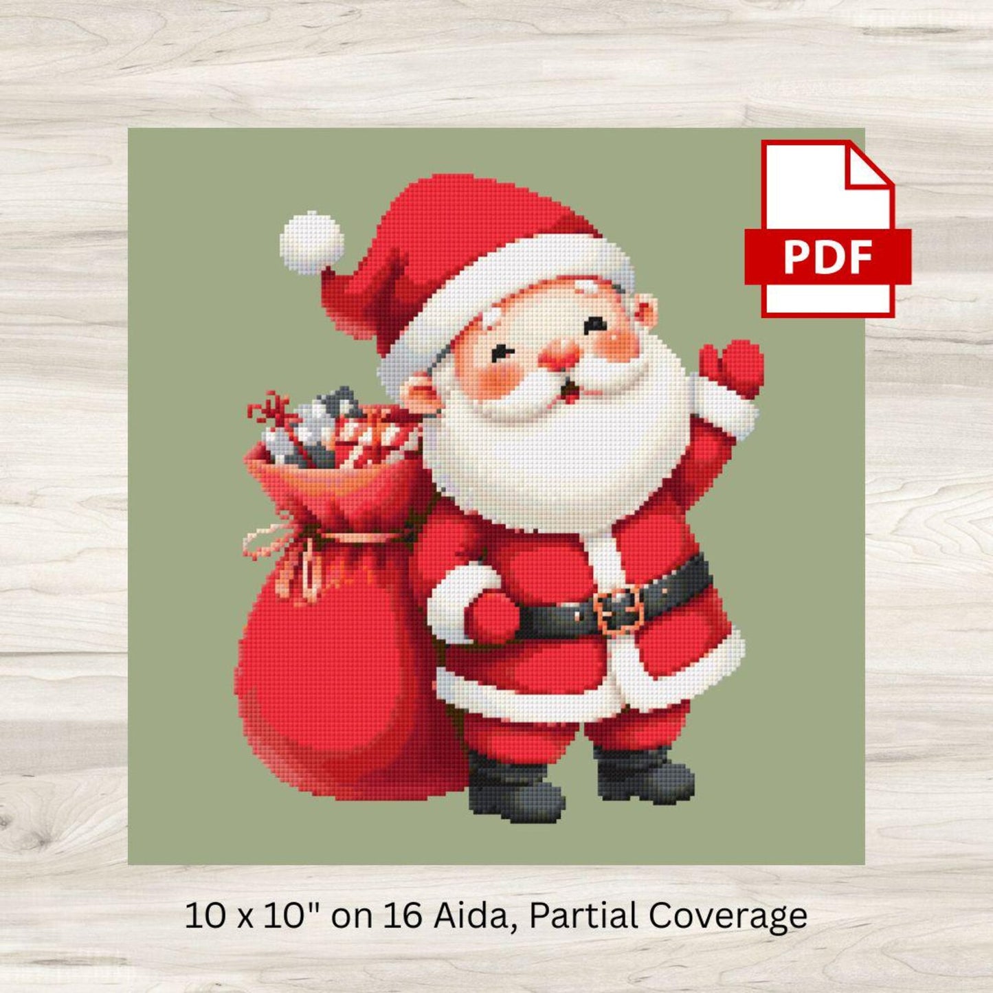 Cross Stitch Pattern: Cute Christmas Santa with Gifts 3 - PDF Instant Download