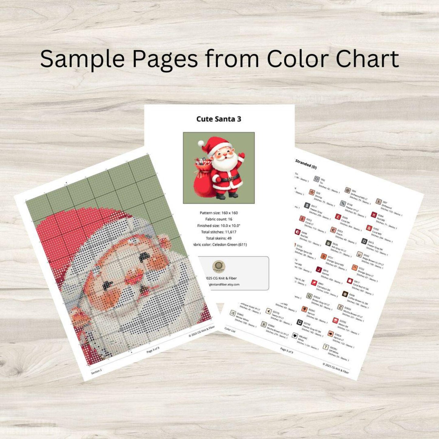 Cross Stitch Pattern: Cute Christmas Santa with Gifts 3 - PDF Instant Download