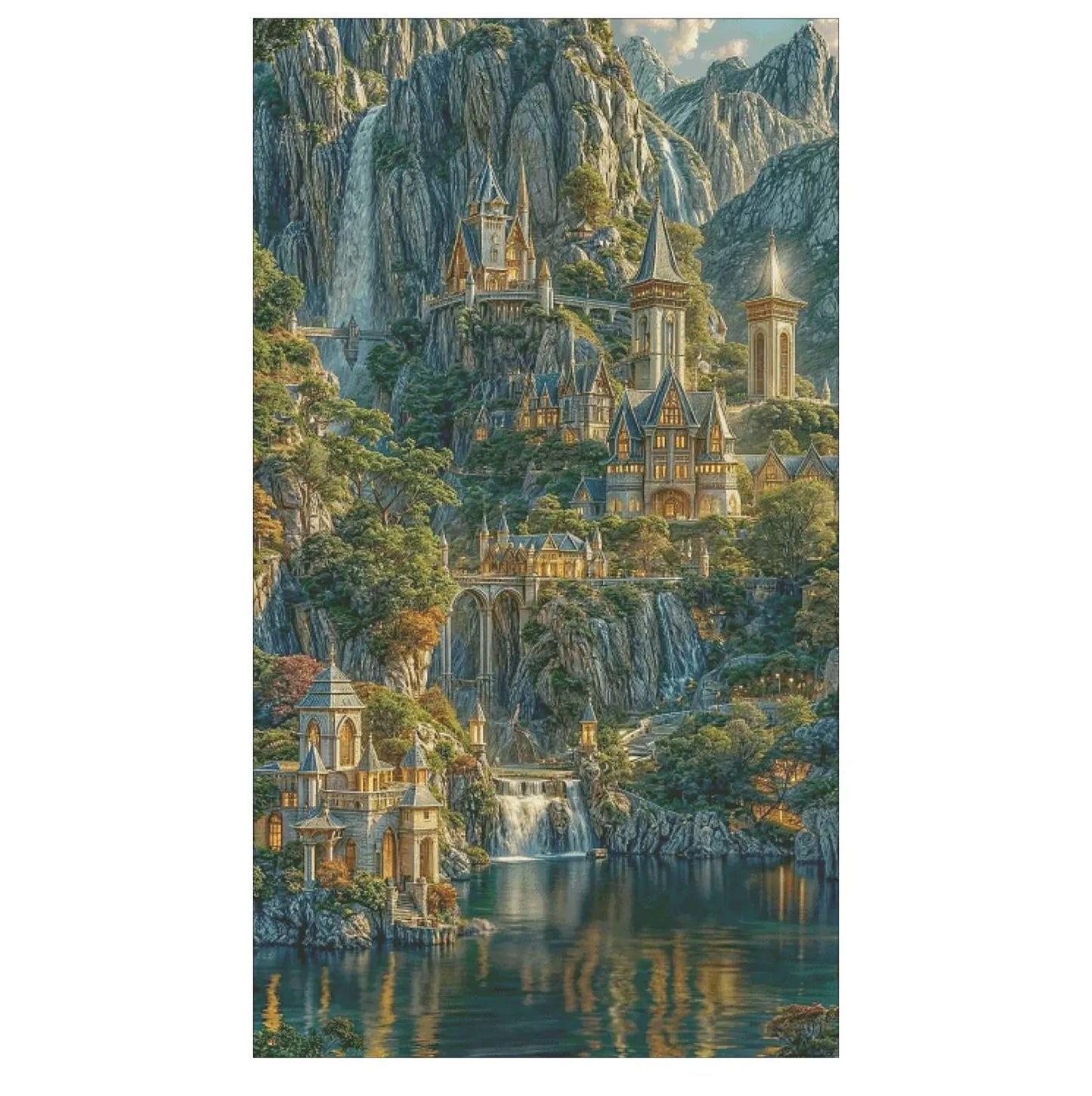Mountain castle (400x710 stitches), DMC cross stitch pattern, pdf/xsd