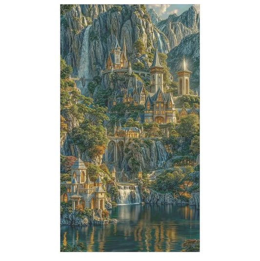 Mountain castle (400x710 stitches), DMC cross stitch pattern, pdf/xsd