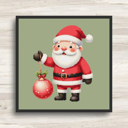 Cross Stitch Pattern: Cute Christmas Santa with Ornament 17 - PDF Instant Download