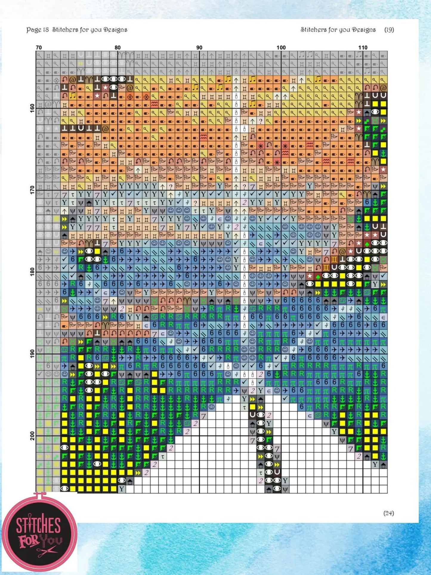 Leafscape Sunset- Counted Cross Stitch Patterns - Printable Chart PDF Format Needlework Embroidery Crafts DIY DMC color