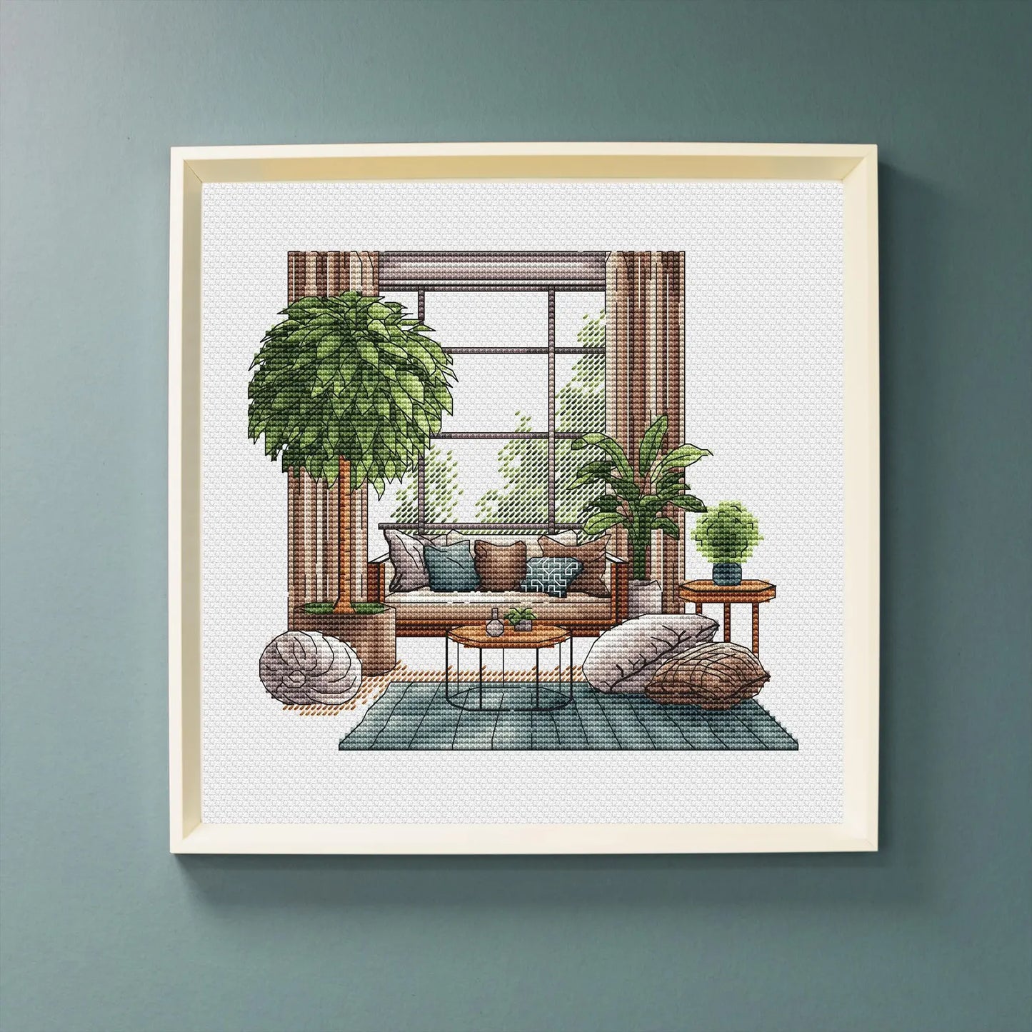 Bedroom Cross Stitch Pattern PDF, Modern Living Room Counted Cross Stitch, Interior decor Hand Embroidery, Wall Decor Design Digital PDF