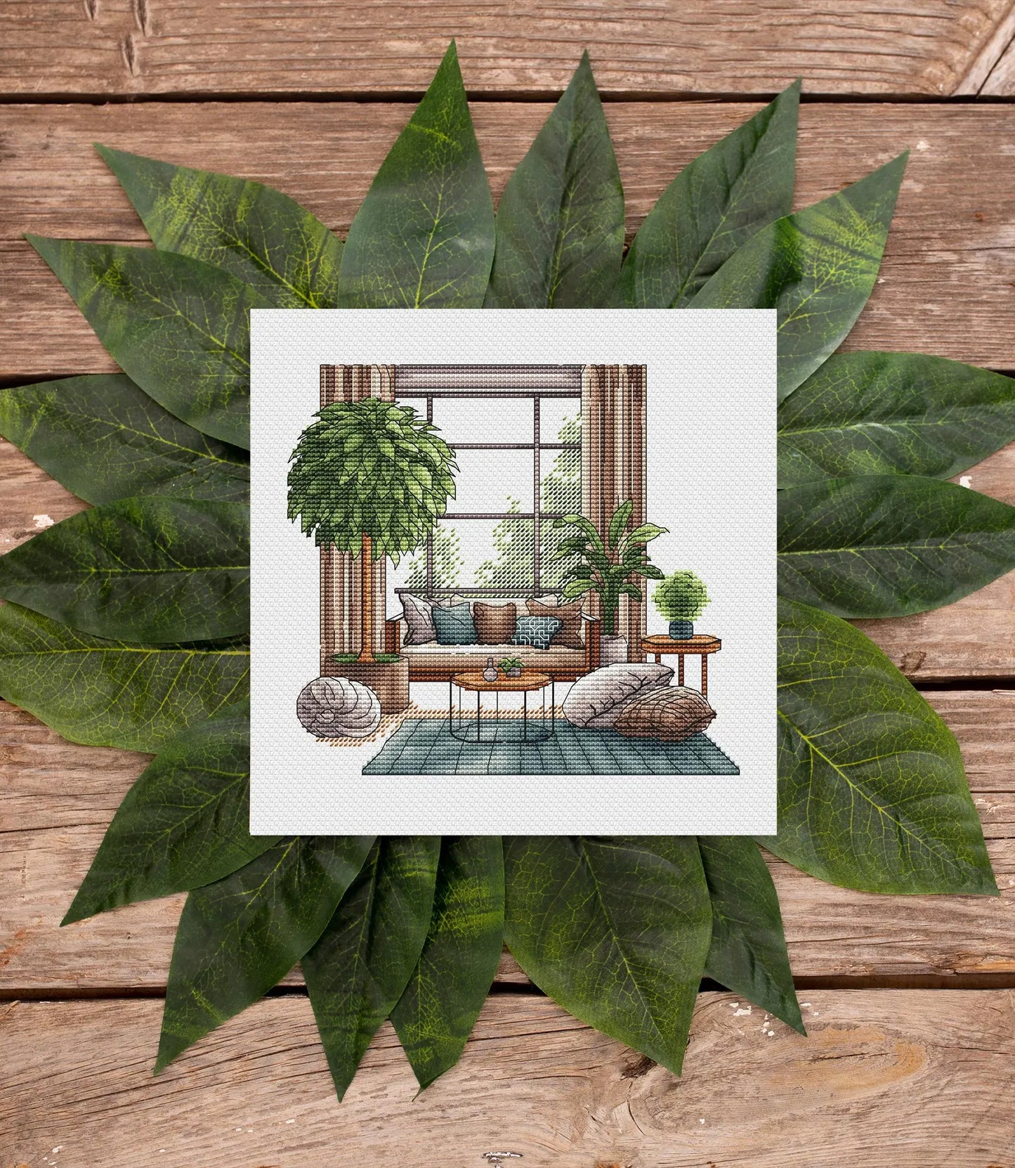 Bedroom Cross Stitch Pattern PDF, Modern Living Room Counted Cross Stitch, Interior decor Hand Embroidery, Wall Decor Design Digital PDF