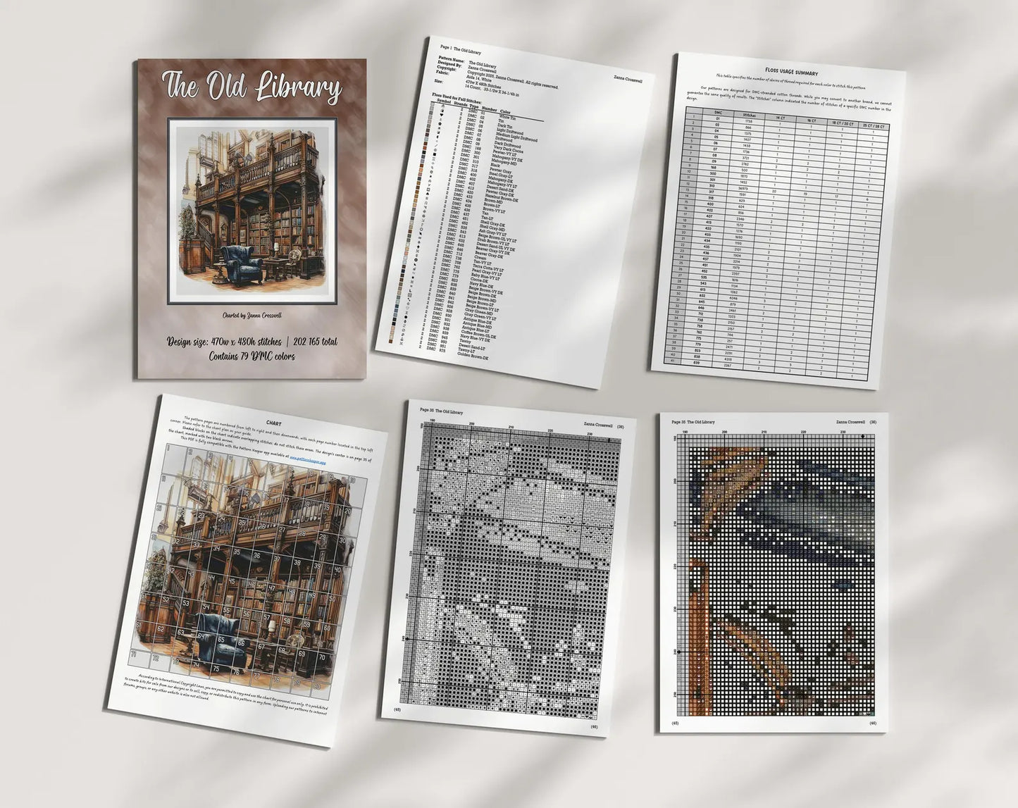 The Old Library – Cross Stitch Pattern (Partial Coverage)  Downloadable Printable PDF Pattern  Works with Pattern Keeper App