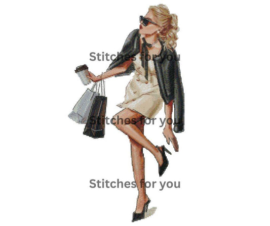 working girl - Counted Cross Stitch Patterns - Printable Chart PDF Format Needlework Embroidery Crafts DIY DMC color