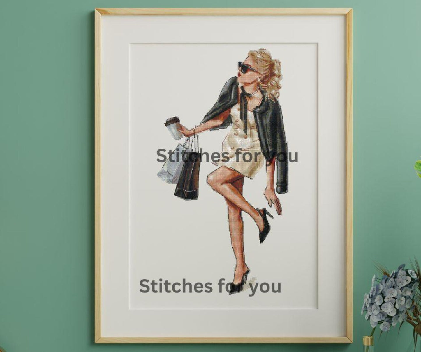 working girl - Counted Cross Stitch Patterns - Printable Chart PDF Format Needlework Embroidery Crafts DIY DMC color