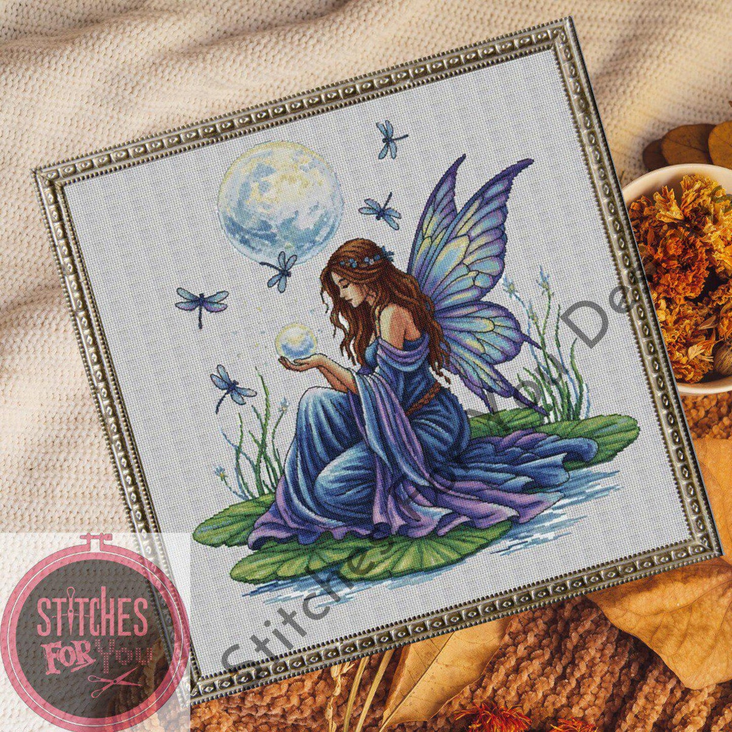 Twilight Blossoms - Cross Stitch Pattern - Printable Chart PDF Format Needlework Embroidery Crafts DIY DMC color