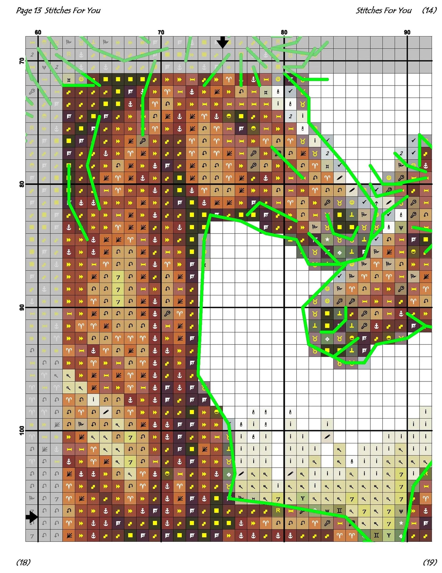 Two Horses- Counted Cross Stitch Patterns - Printable Chart PDF Format Needlework Embroidery Crafts DIY DMC color