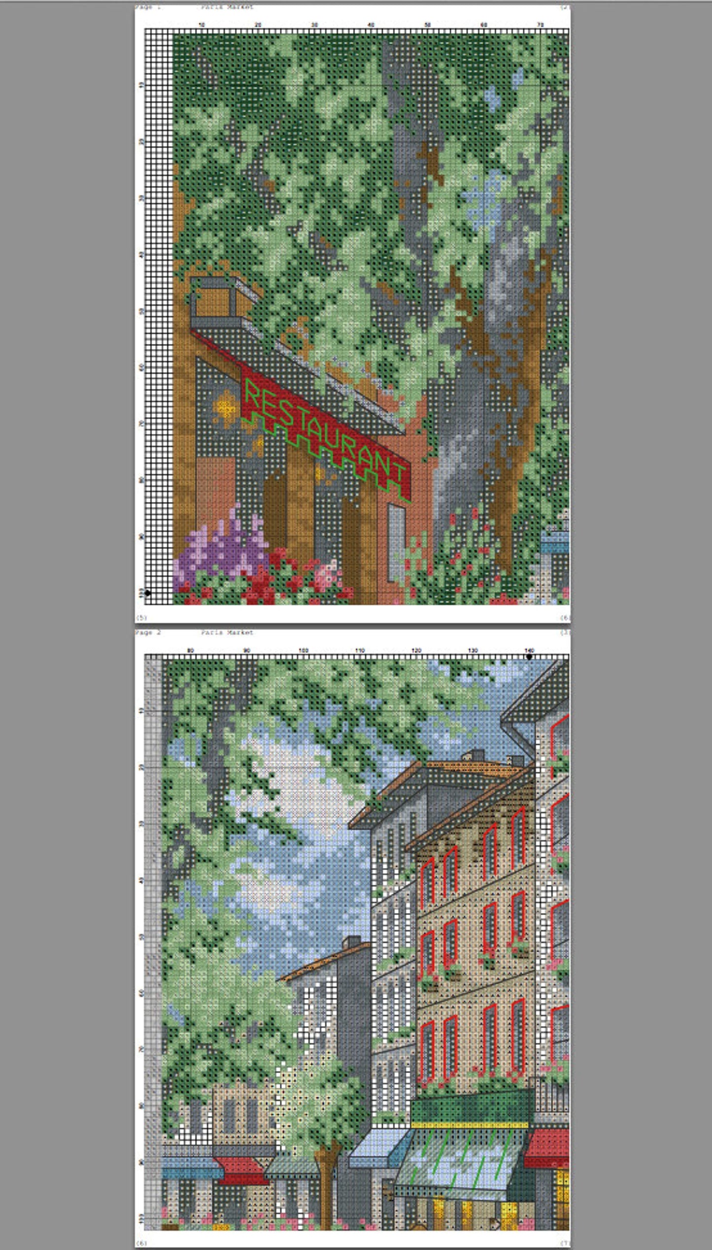 Paris Market Cross Stitch Pattern