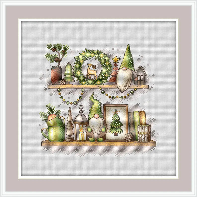 Gnome Cross Stitch Pattern Christmas Cross Stitch Pattern Christmas Ornament Cross Stitch Instant Download Digital File PDF