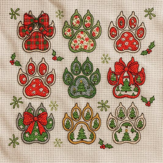Christmas Paw Prints – Cross Stitch Pattern (PDF Download)