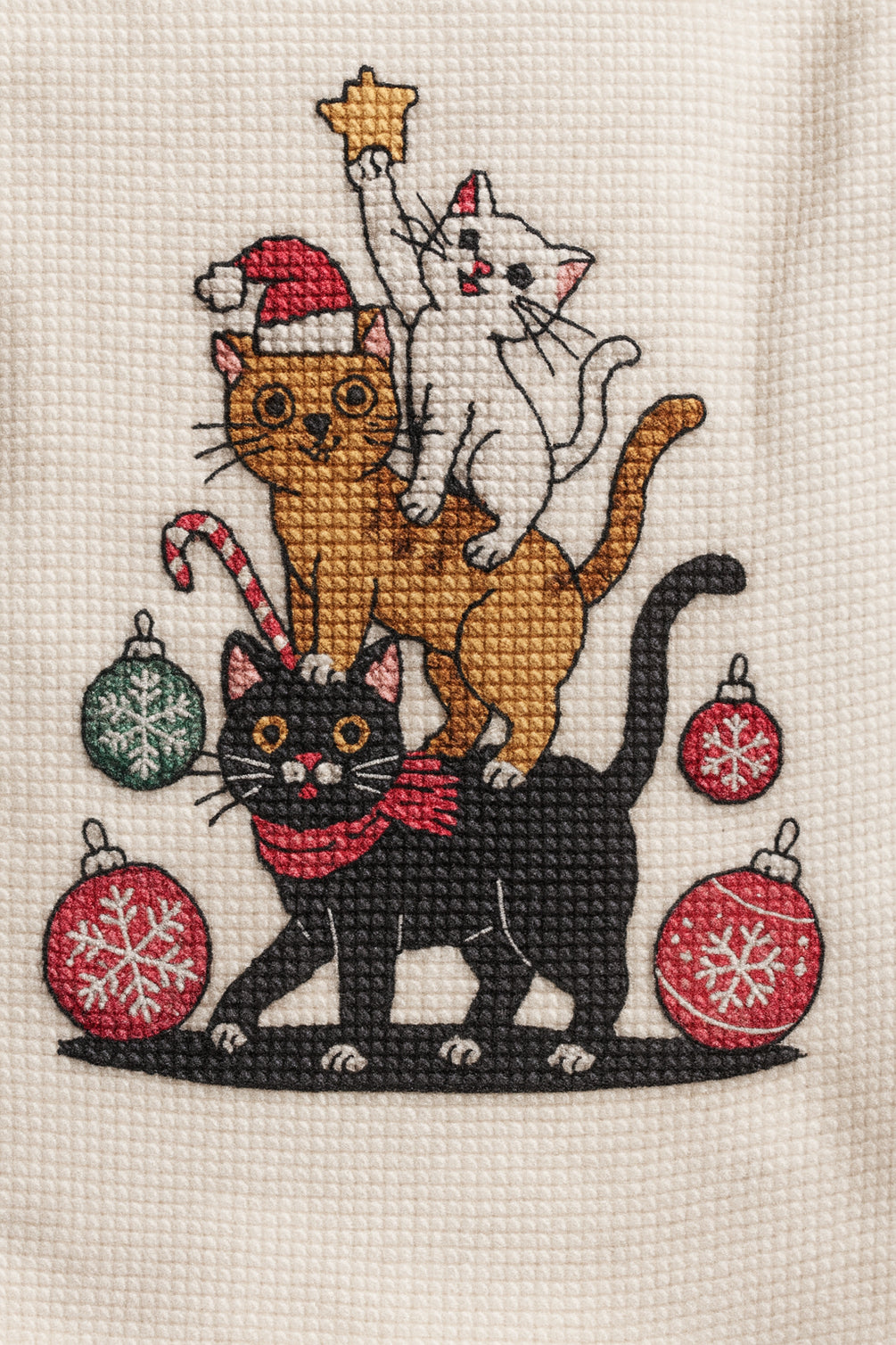 Meowy Cat Christmas Tree Cross Stitch Pattern