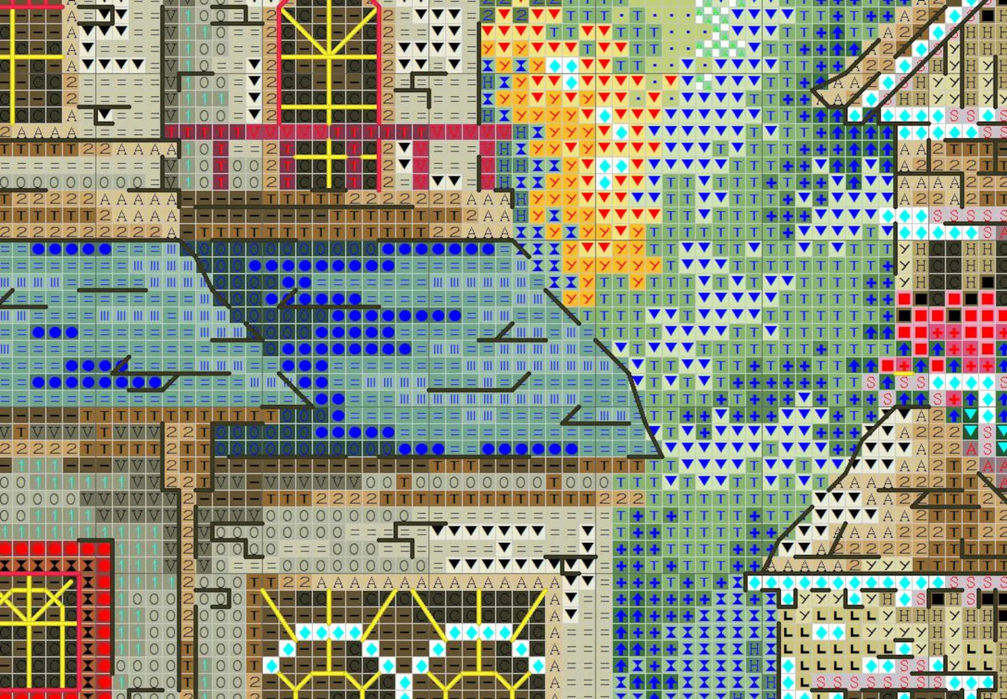 Village Cross Stitch Pattern,Green Village,Victorian Style,Counted cross stitch,Pattern Keeper,Pdf,Instant Download