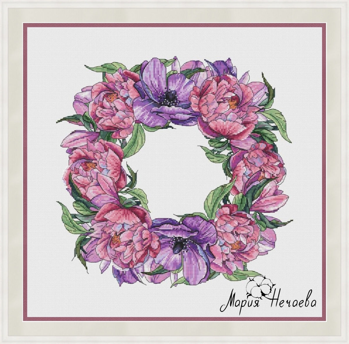 Wreath Spring Cross Stitch Pattern