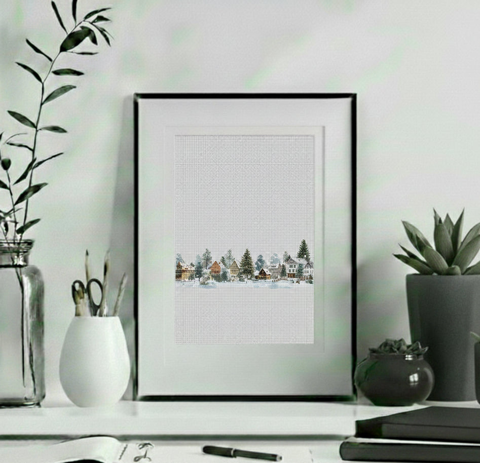 Winter Village Cross Stitch Pattern Instant Download