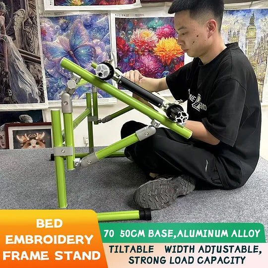 【Suitable for Sofa Use】 Cross Stitch Aluminum Stand, Adjustable 25-60cm(9.84-23.62 inches) Height, 70-50cm (27.56-19.69 inches) Base, Aluminum Alloy, Tiltable & Width Adjustable, Bed & Table Use, Strong Load Capacity