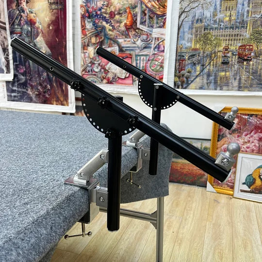 upgrade and reinforce【Third Generation】Aluminum Alloy Table Side Embroidery Hoop Stand - Adjustable Tilt Angle & Width, Heavy-Duty Base for Desk Mounting, Stable Embroidery Frame Holder Fits Most Desks