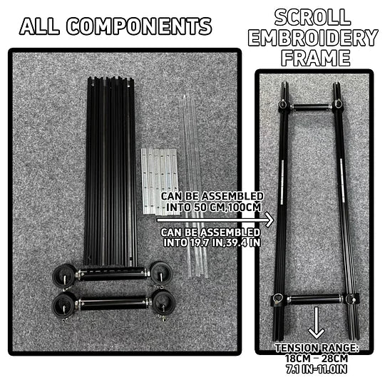 【Recommend】[Scroll Frame with Adjustable Width | Extendable Scroll Frame] Adjustable Aluminum Alloy Scroll Frame for Cross Stitch | Extra Thick, Extendable Embroidery Frame with Adjustable Width and Length