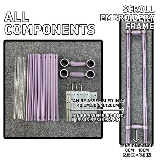 MINI Adjustable Embroidery Frame | 8–18cm Tension Range | Aluminum Alloy Cross Stitch Reel Frame | Extra Thick Retractable Scroll Frame | Length Adjustable Hoop for DIY Needlework