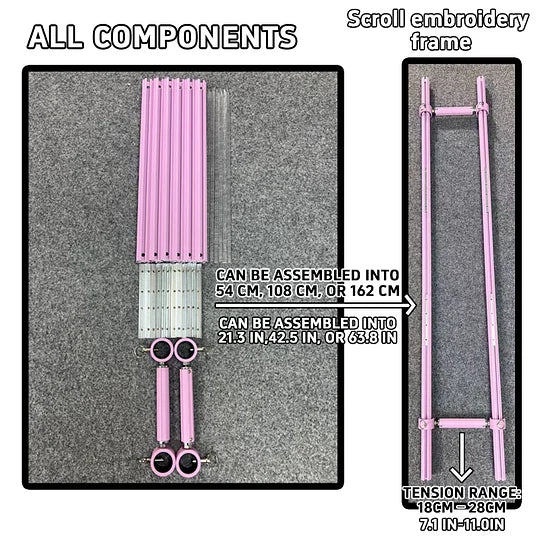 Recommend】[Scroll Frame with Adjustable Width | Extendable Scroll Frame] Adjustable Aluminum Alloy Scroll Frame for Cross Stitch | Extra Thick, Extendable Embroidery Frame with Adjustable Width and Length