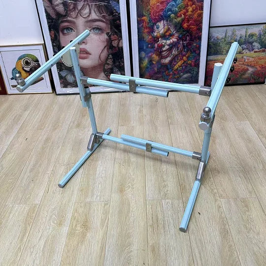 2-in-1 Aluminum Cross Stitch Frame Stand for Bed & Table – Adjustable Height 25–55cm / 9.84–21.65 inches, Width 42–80cm / 16.54–31.50 inches, 180° Rotating Scissors Holder