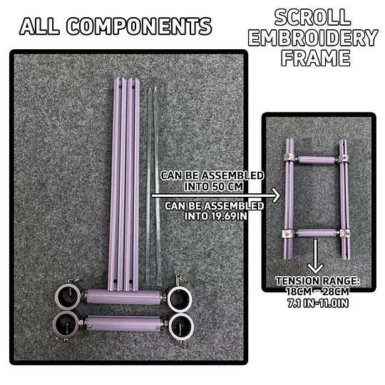 Recommend】[Scroll Frame with Adjustable Width | Extendable Scroll Frame] Adjustable Aluminum Alloy Scroll Frame for Cross Stitch | Extra Thick, Extendable Embroidery Frame with Adjustable Width and Length
