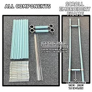 【Recommend】[Scroll Frame with Adjustable Width | Extendable Scroll Frame] Adjustable Aluminum Alloy Scroll Frame for Cross Stitch | Extra Thick, Extendable Embroidery Frame with Adjustable Width and Length