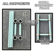 【Recommend】[Scroll Frame with Adjustable Width | Extendable Scroll Frame] Adjustable Aluminum Alloy Scroll Frame for Cross Stitch | Extra Thick, Extendable Embroidery Frame with Adjustable Width and Length
