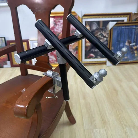 Portable Adjustable Mini Cross Stitch Frame Stand – Lightweight Aluminum Alloy Embroidery Hoop Holder for Table, Chair, or Bench – Fits Plastic, Wooden & Small Hoops – Travel-Friendly & Easy to Install