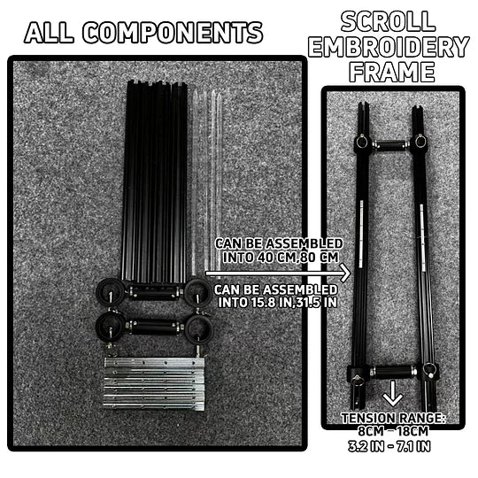 MINI Adjustable Embroidery Frame | 8–18cm Tension Range | Aluminum Alloy Cross Stitch Reel Frame | Extra Thick Retractable Scroll Frame | Length Adjustable Hoop for DIY Needlework