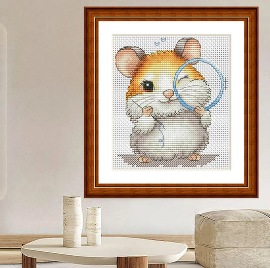1set DIY Printed Cross Stitch Kit, - Embroidered Hamster】aida cross stitch