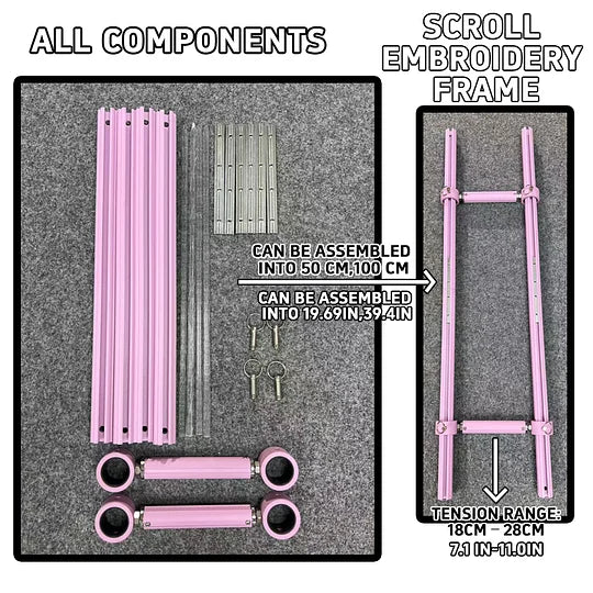 Recommend】[Scroll Frame with Adjustable Width | Extendable Scroll Frame] Adjustable Aluminum Alloy Scroll Frame for Cross Stitch | Extra Thick, Extendable Embroidery Frame with Adjustable Width and Length