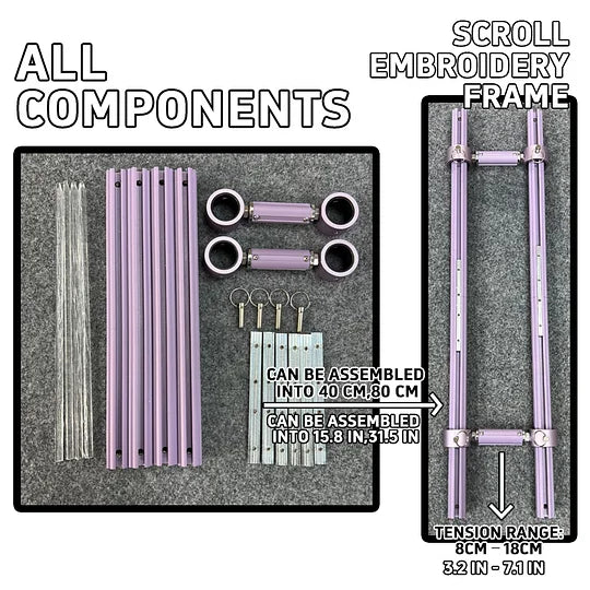 MINI Adjustable Embroidery Frame | 8–18cm Tension Range | Aluminum Alloy Cross Stitch Reel Frame | Extra Thick Retractable Scroll Frame | Length Adjustable Hoop for DIY Needlework