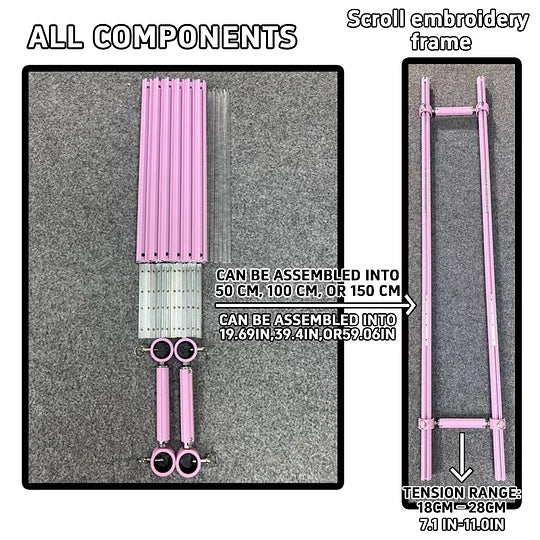 【Recommend】[Scroll Frame with Adjustable Width | Extendable Scroll Frame] Adjustable Aluminum Alloy Scroll Frame for Cross Stitch | Extra Thick, Extendable Embroidery Frame with Adjustable Width and Length