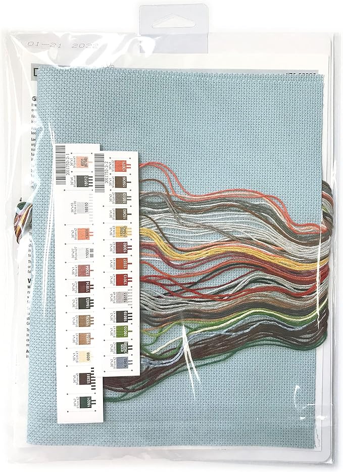 Winter Farm Christmas Counted Cross Stitch Kit, 18" x 6", 14 Cnt. Blue Aida