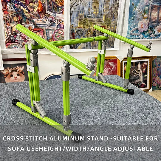 【Suitable for Sofa Use】 Cross Stitch Aluminum Stand, Adjustable 25-60cm(9.84-23.62 inches) Height, 70-50cm (27.56-19.69 inches) Base, Aluminum Alloy, Tiltable & Width Adjustable, Bed & Table Use, Strong Load Capacity