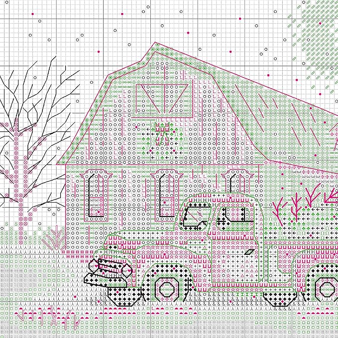 Winter Farm Christmas Counted Cross Stitch Kit, 18" x 6", 14 Cnt. Blue Aida