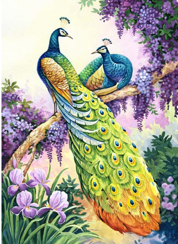 Peacocks Perch crossstitch pattern, cross stitch pattern instant Download PDF [ Regular Format ]