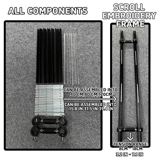 MINI Adjustable Embroidery Frame | 8–18cm Tension Range | Aluminum Alloy Cross Stitch Reel Frame | Extra Thick Retractable Scroll Frame | Length Adjustable Hoop for DIY Needlework