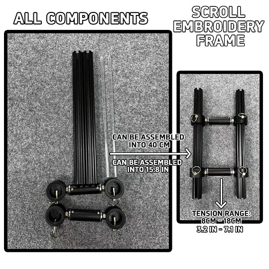 MINI Adjustable Embroidery Frame | 8–18cm Tension Range | Aluminum Alloy Cross Stitch Reel Frame | Extra Thick Retractable Scroll Frame | Length Adjustable Hoop for DIY Needlework