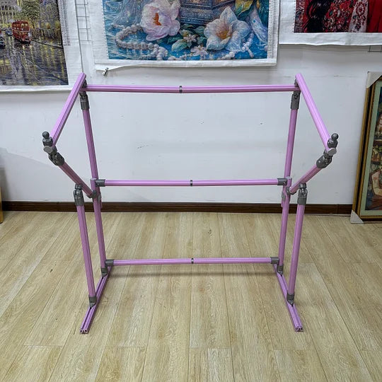 4th Gen Adjustable Cross Stitch Stand – Sturdy Aluminum Base with Height, Width & Tilt Adjustment | Phone & Thread Holder Included | Suitable for small, medium, and large scroll frames (scroll frame not included)